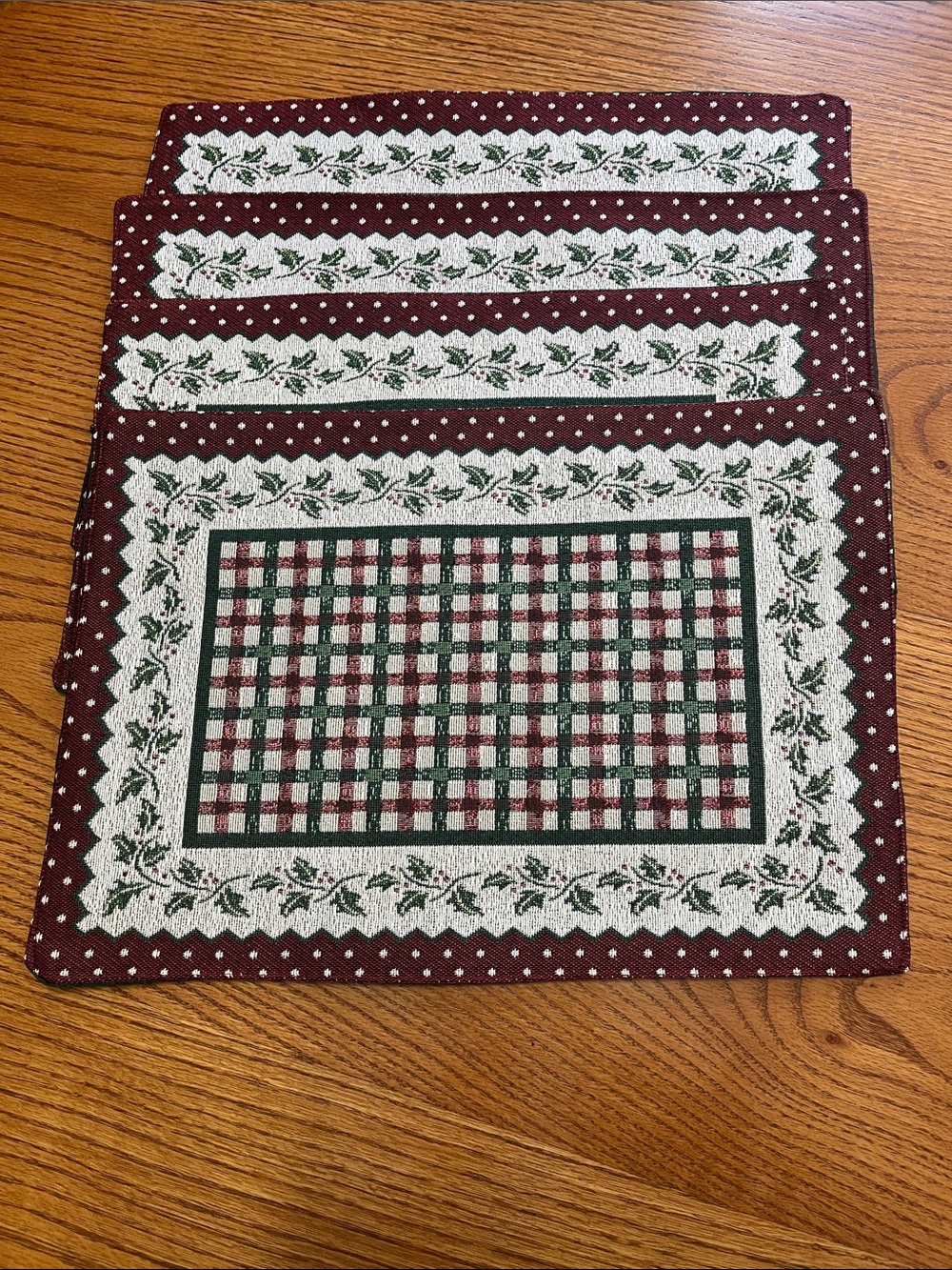NEW Christmas Tapestry Placemats NWT Set of 4 Woodworkers & Weavers Inc.